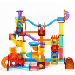 SKU2 Tiles Marble Run Magnetic Tile Race Track Toy Play Set STEM Building & Learning Educational Magnet Construction Kit Child Brain Development Toys Boys
