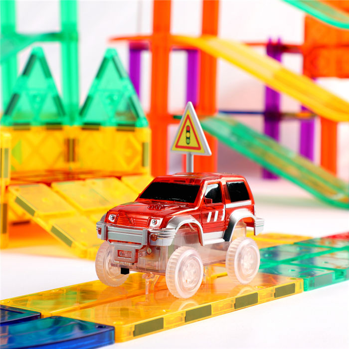 KBGR-145 Magnet DIY Race Car Track Educational Toy Set Magnetic Tiles Magnetic Building Blocks STEM Toys for Kids