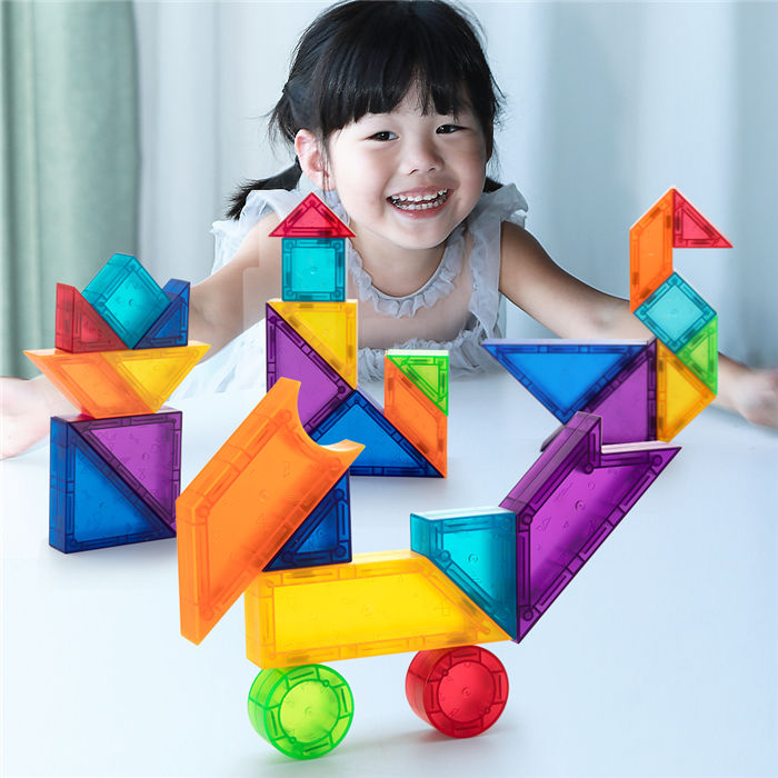SKU5 Travel Tangram Puzzle Set, Pattern Blocks Magnetic Jigsaw Puzzle with Design Cards Instruction