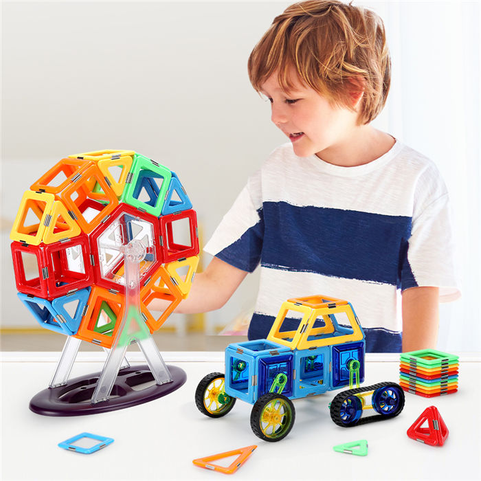 SKU7 Magnetic Tiles, Magnet Building Blocks, STEM Educational Construction Kit，3D Car and Auto Magnetic Toys