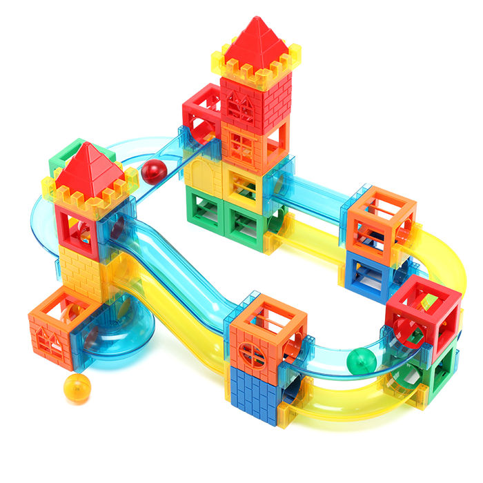 SKU5 Marble Run for Kids Magnetic Cube Track Building Blocks Set,Intelligence Brain Training Kids Toys, Children's 3D Conduit STEM Gift Toy, Preschool Learning Toys