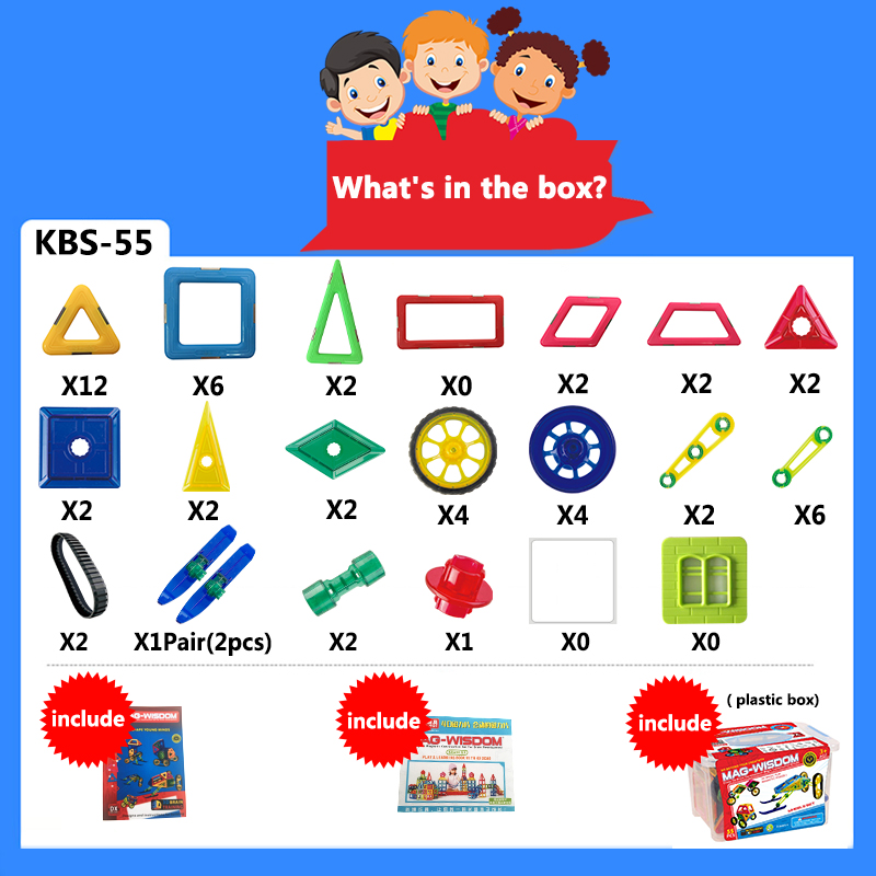 Magnetic Tiles, Magnet Building Blocks, STEM Educational Construction Kit，3D car and auto Magnetic Toys