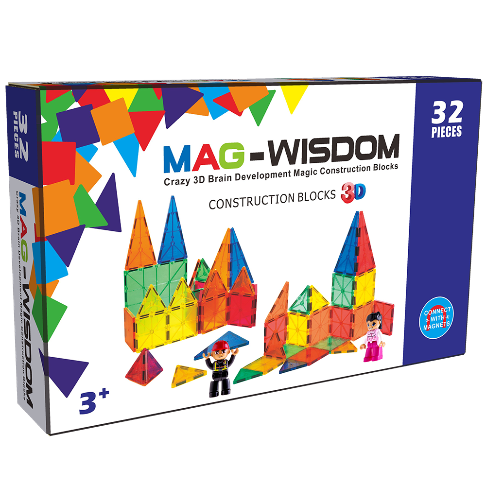 Magnetic Tiles, Magnet Building Blocks for Kids STEM Construction Set Clear Imagination Inspirational Educational Magnetic Toys