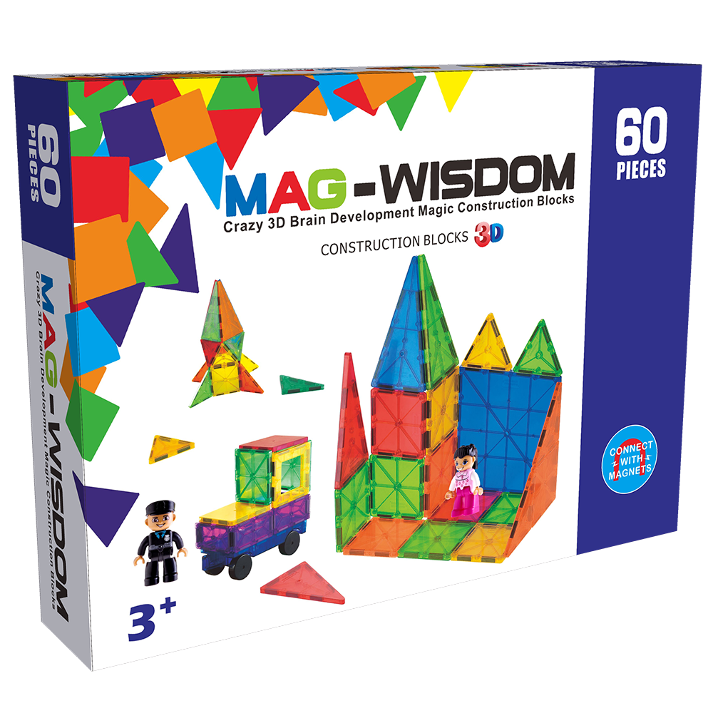 Magnetic Tiles, Magnet Building Blocks for Kids STEM Construction Set Clear Imagination Inspirational Educational Magnetic Toys