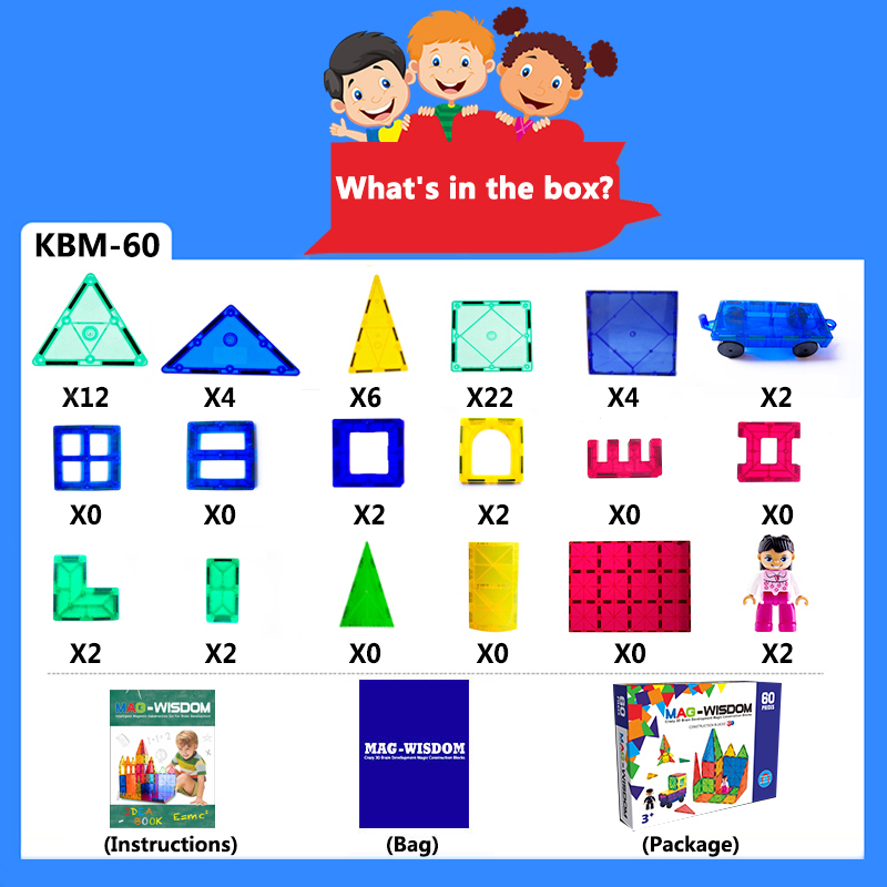 Magnetic Tiles, Magnet Building Blocks for Kids STEM Construction Set Clear Imagination Inspirational Educational Magnetic Toys