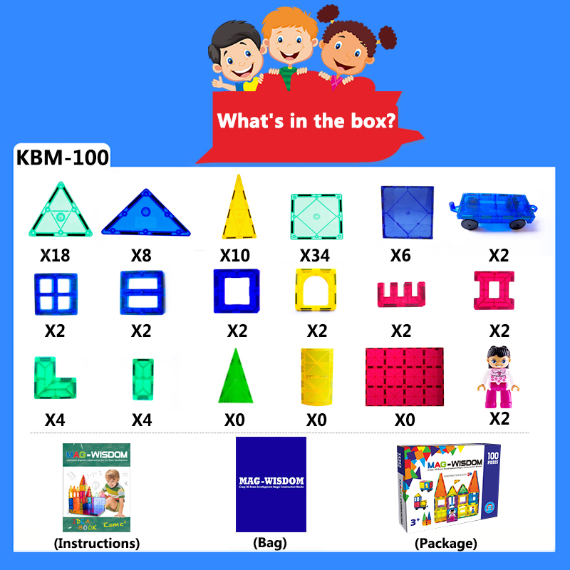 Magnetic Tiles, Magnet Building Blocks for Kids STEM Construction Set Clear Imagination Inspirational Educational Magnetic Toys