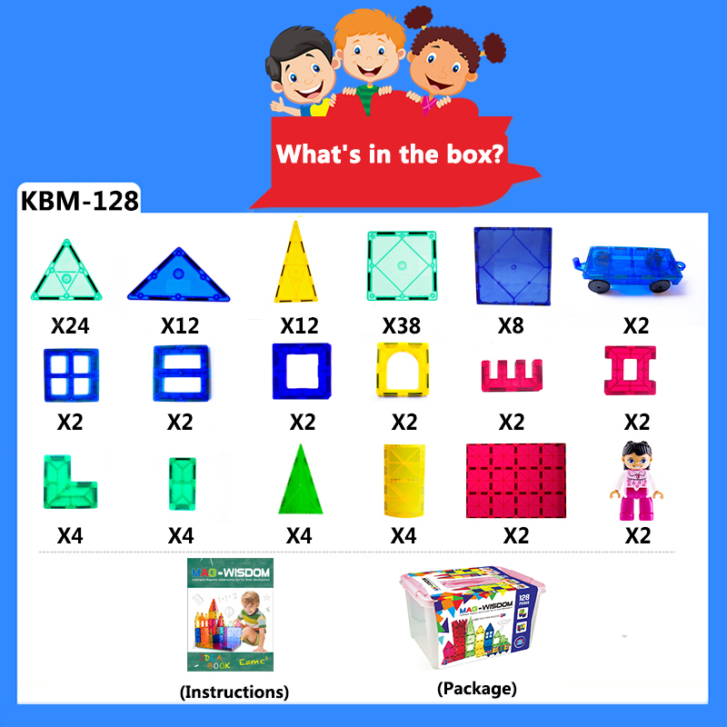 Magnetic Tiles, Magnet Building Blocks for Kids STEM Construction Set Clear Imagination Inspirational Educational Magnetic Toys