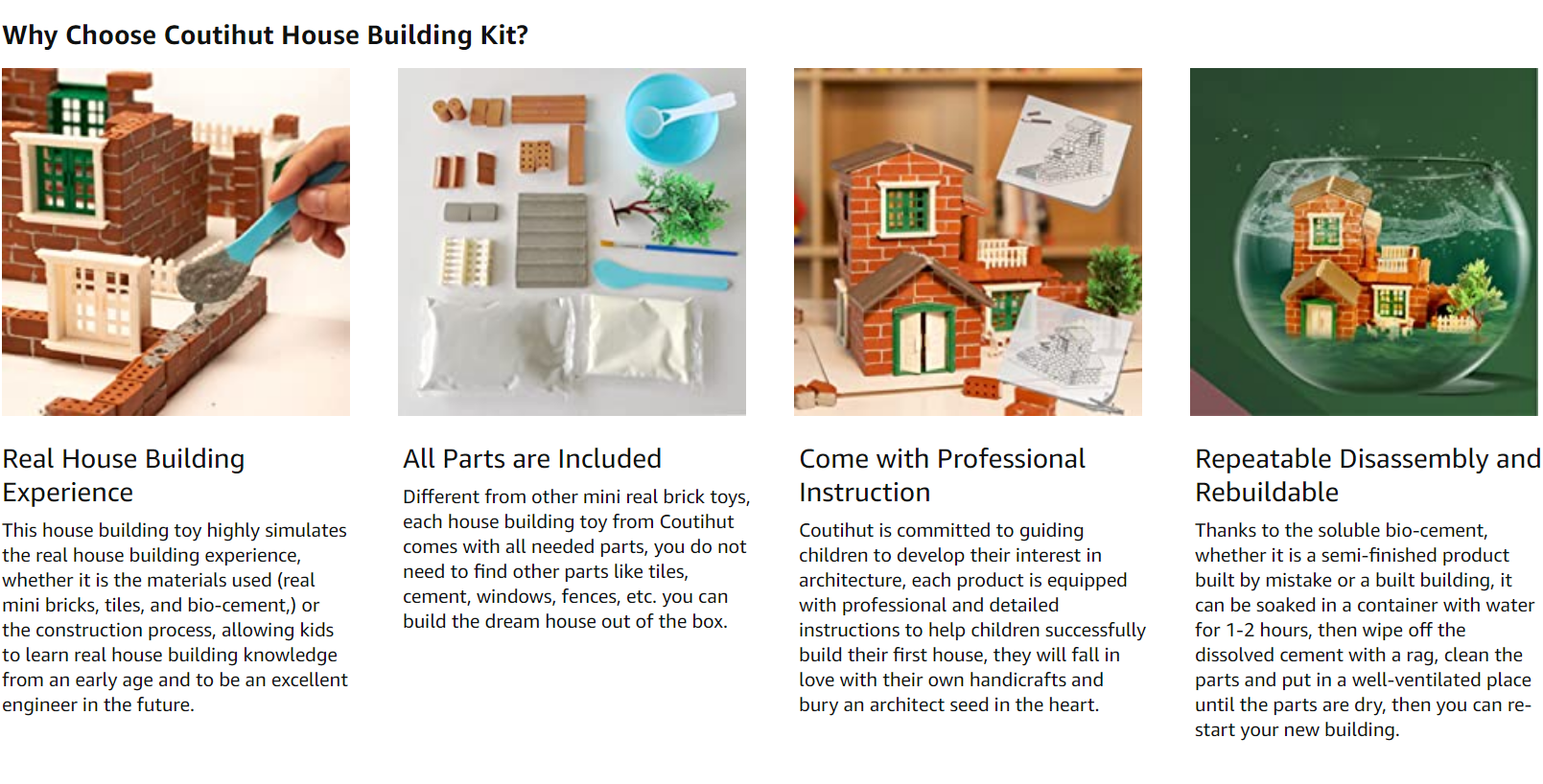 Mini Real House Building Kit STEM Learning Toys Educational Brick Construction Engineering Set 128 Pcs Displayable Model Gift for Kids and Adult