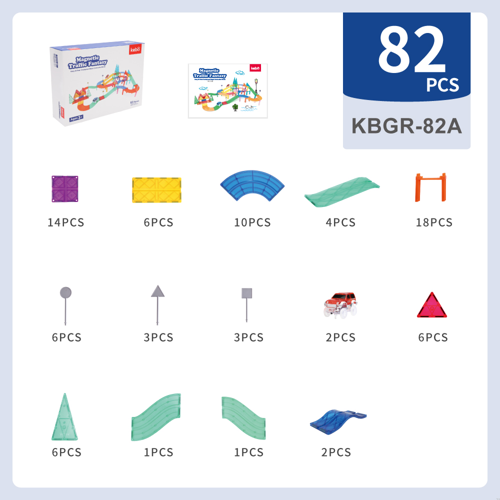 Race Car Track Building Block Educational Toy Set Magnetic Tiles Magnet Playset 2 LED Car STEM Learning Construction Kit Hand-Eye Fine Motor Skill Training Brain Development