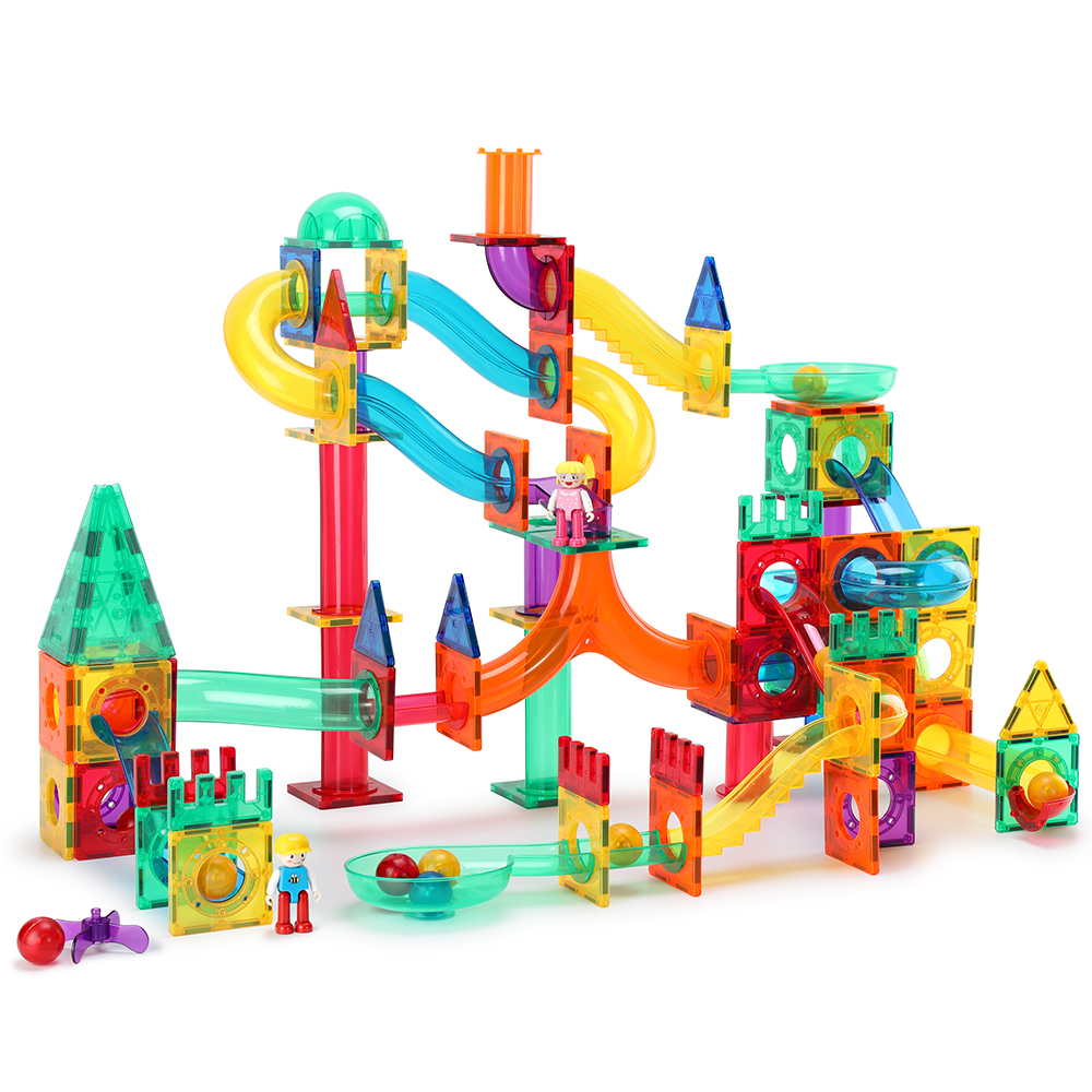 Marble Run Magnetic Tile Race Track Toy Play Set STEM Building ...
