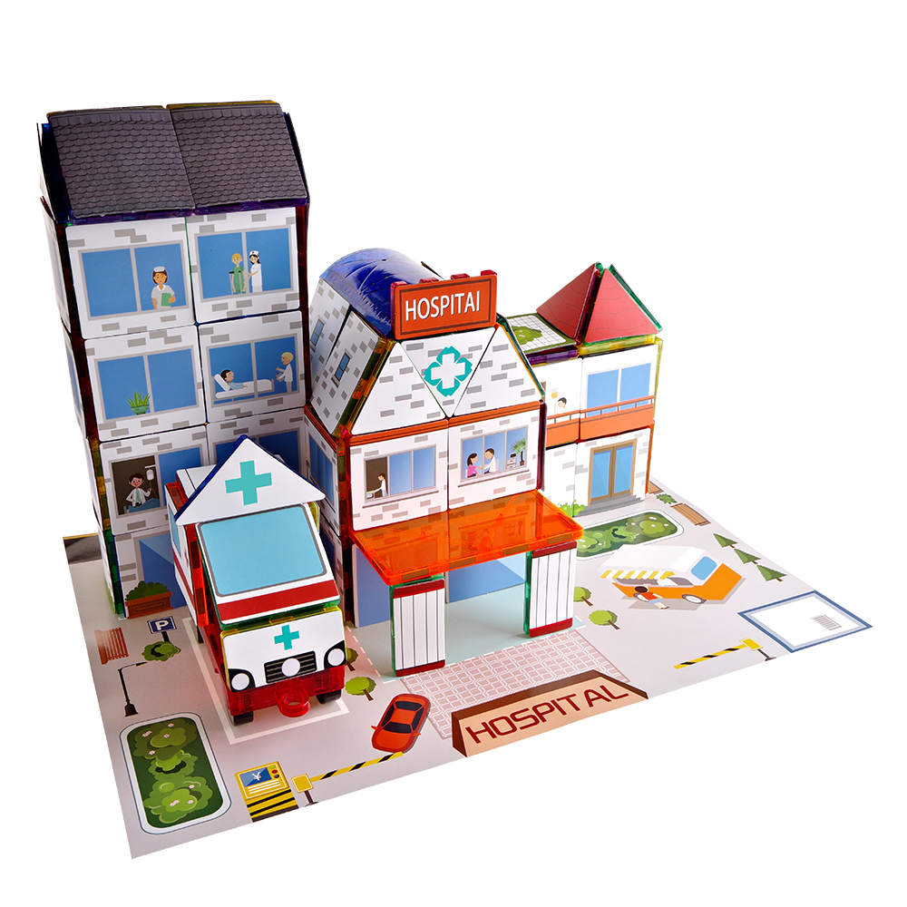 School, Hospital, Police Station 3-in-1 Theme Magnet Self Adhesive Backing Stick-On Puzzle Graphic Kit and Overlay Maps for Magnetic Building Blocks STEM Learning Construction Toy School, Hospital, Police Station 3-in-1 Theme Magnet Self Adhesive Backing Stick-On Puzzle Graphic Kit and Overlay Maps for Magnetic Building Blocks STEM Learning Construction Toy