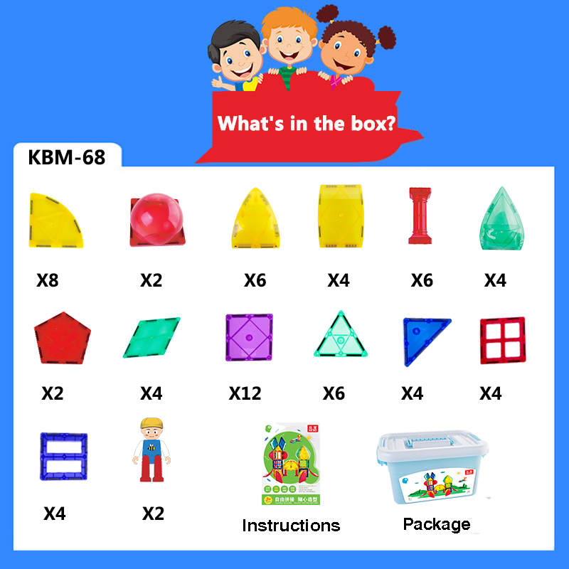 Magnetic Tiles Blocks Building Toys Set for Kids,STEM Magnetic Stacking Toys for Boys,Educational & Creative Birthday Gift with Storage Box