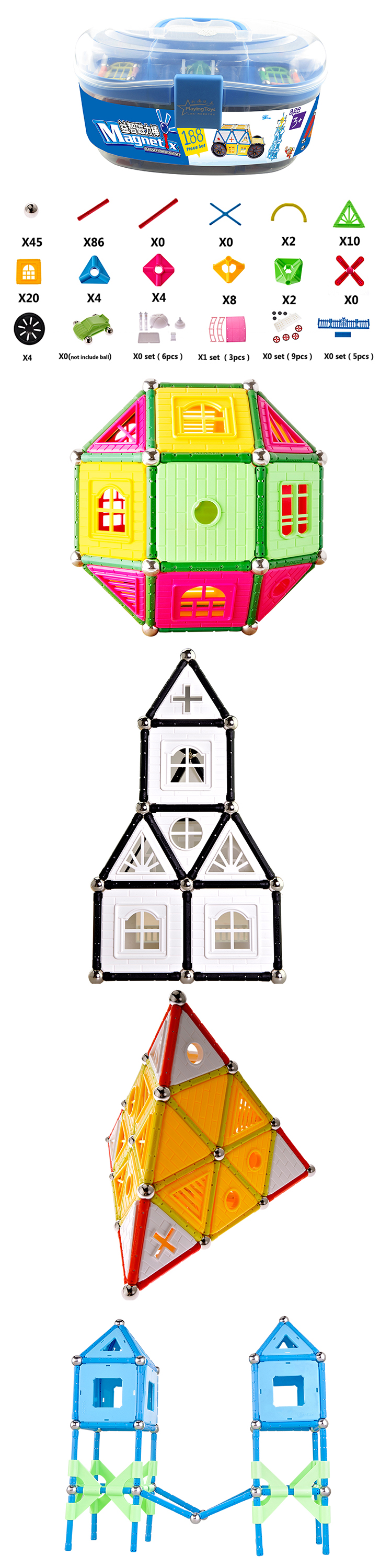 Magnetic Building Sticks Blocks Toys, Magnet Educational Toys Magnetic Blocks Sticks Stacking Toys Set for Kids and Adult, Non-Toxic Building Toy 3D Puzzle with Storage Box