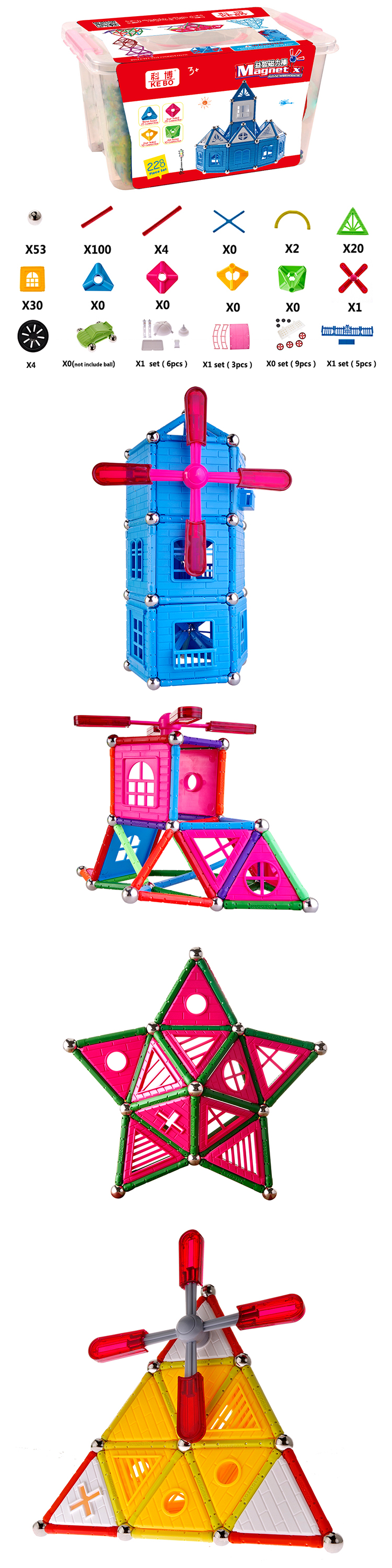 Magnetic Building Sticks Blocks Toys, Magnet Educational Toys Magnetic Blocks Sticks Stacking Toys Set for Kids and Adult, Non-Toxic Building Toy 3D Puzzle with Storage Box