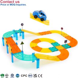 KBGR-145 Magnet DIY Race Car Track Educational Toy Set Magnetic Tiles Magnetic Building Blocks STEM Toys for Kids