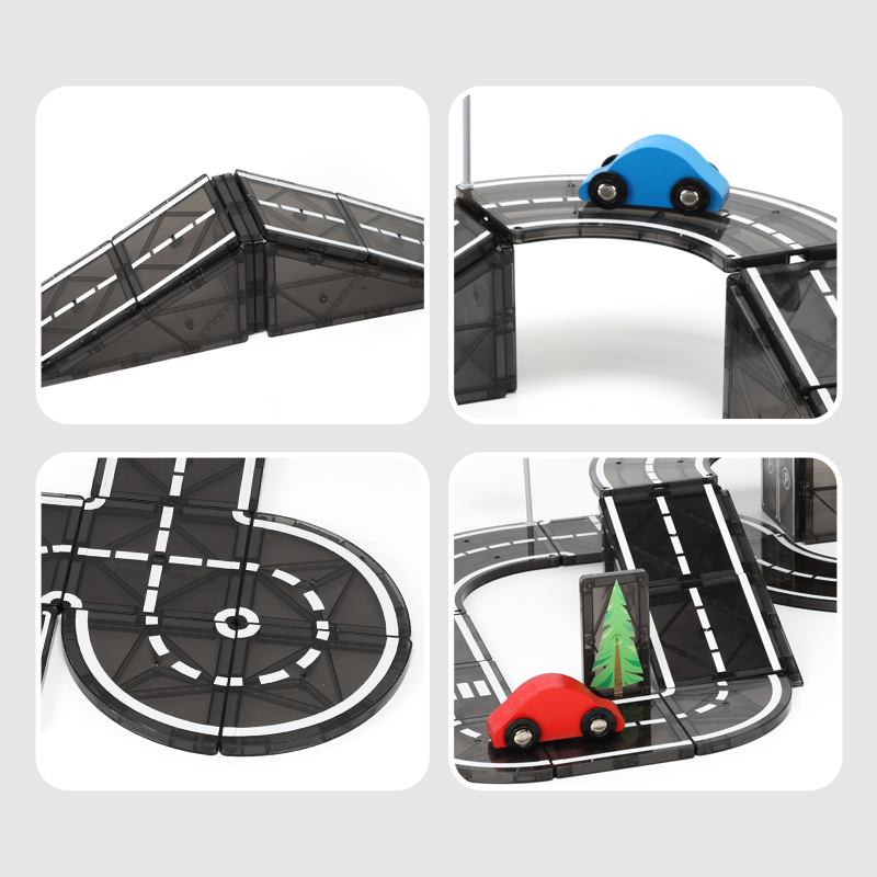 30 pcs Manufacture Creative City Roads Pack Marble Run Toy 3D Building Blocks Construction Playboards Magnetic Tiles City Road