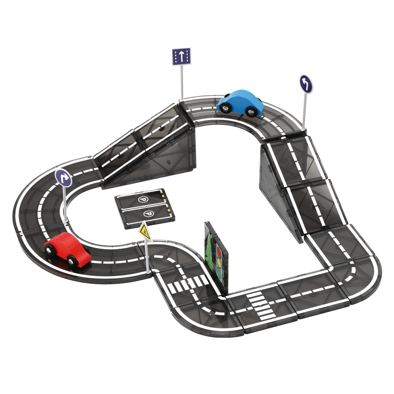 30 pcs Manufacture Creative City Roads Pack Marble Run Toy 3D Building Blocks Construction Playboards Magnetic Tiles City Road