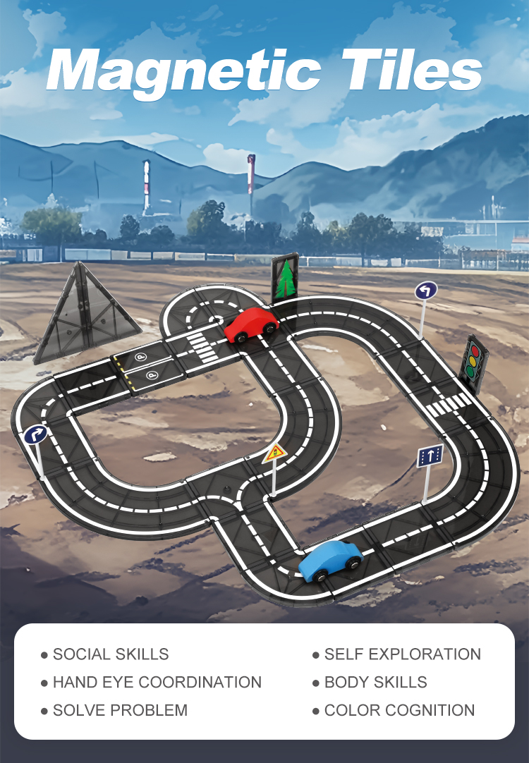 30 pcs Manufacture Creative City Roads Pack Marble Run Toy 3D Building Blocks Construction Playboards Magnetic Tiles City Road