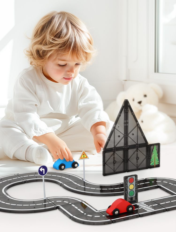 30 pcs Manufacture Creative City Roads Pack Marble Run Toy 3D Building Blocks Construction Playboards Magnetic Tiles City Road