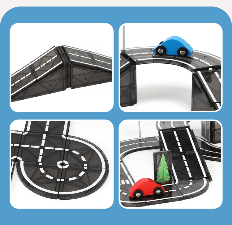 30 pcs Manufacture Creative City Roads Pack Marble Run Toy 3D Building Blocks Construction Playboards Magnetic Tiles City Road