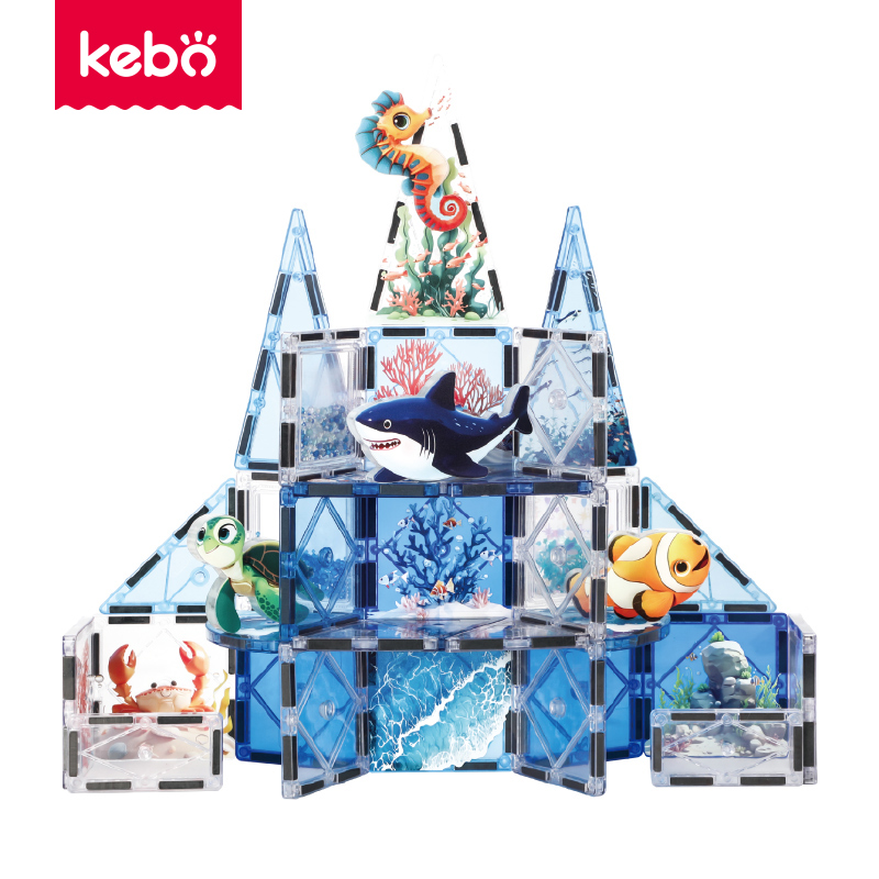42Pcs Factory Wholesale New Design Magnetic Tiles Magnetic Toys Marine Animals STEM Magnet Educational Toys for Kids