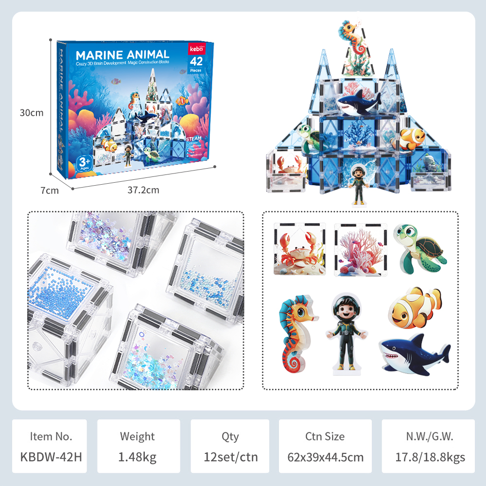 42Pcs Factory Wholesale New Design Magnetic Tiles Magnetic Toys Marine Animals STEM Magnet Educational Toys for Kids 42Pcs Factory Wholesale New Design Magnetic Tiles Magnetic Toys Marine Animals STEM Magnet Educational Toys for Kids