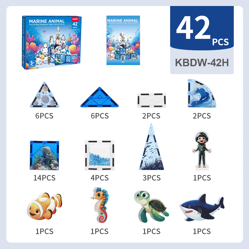 42Pcs Factory Wholesale New Design Magnetic Tiles Magnetic Toys Marine Animals STEM Magnet Educational Toys for Kids 42Pcs Factory Wholesale New Design Magnetic Tiles Magnetic Toys Marine Animals STEM Magnet Educational Toys for Kids