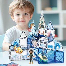 42Pcs Factory Wholesale New Design Magnetic Tiles Magnetic Toys Marine Animals STEM Magnet Educational Toys for Kids