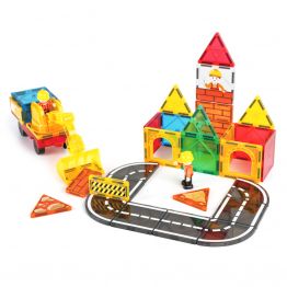 42Pcs Factory Wholesale New Design Construction Team Theme Magnetic Tiles Magnetic Toys STEM Magnet Educational Toys for Kids