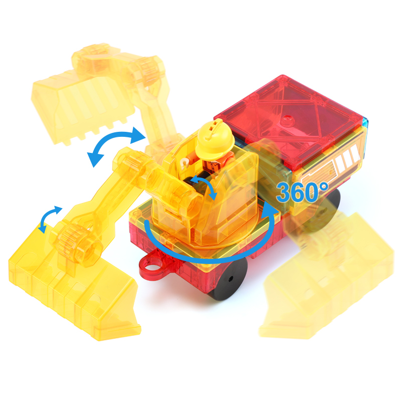 42Pcs Factory Wholesale New Design Construction Team Theme Magnetic Tiles Magnetic Toys STEM Magnet Educational Toys for Kids