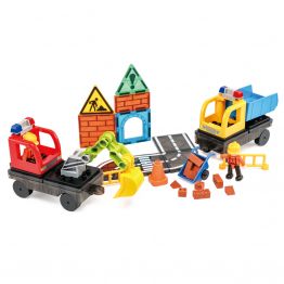 Factory Wholesale New Design 50Pcs Engineering Construction Theme Magnetic Tiles Blocks STEM Magnet Educational Toys For Kids