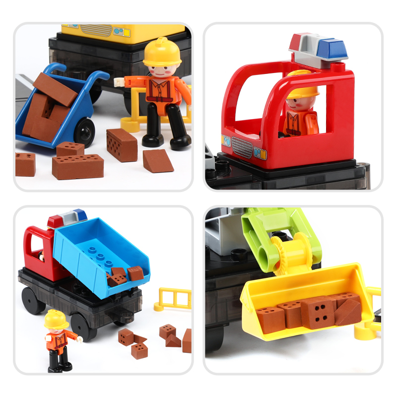 Factory Wholesale New Design 50Pcs Engineering Construction Theme Magnetic Tiles Blocks STEM Magnet Educational Toys For Kids