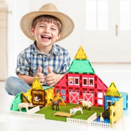 50 Pieces Hot Sales OEM ODM Custom Colors CPC ABS Plastic Farm Theme Magnetic Tiles Magnetic Building Blocks for Kids