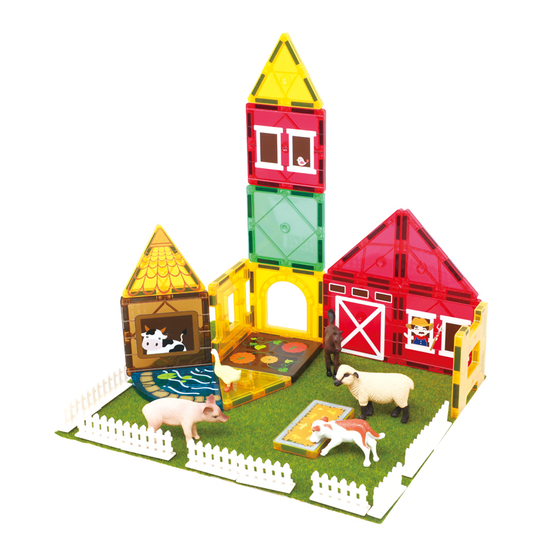 50 Pieces Hot Sales OEM ODM Custom Colors CPC ABS Plastic Farm Theme Magnetic Tiles Magnetic Building Blocks for Kids