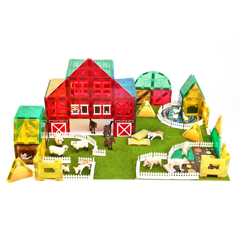 50 Pieces Hot Sales OEM ODM Custom Colors CPC ABS Plastic Farm Theme Magnetic Tiles Magnetic Building Blocks for Kids