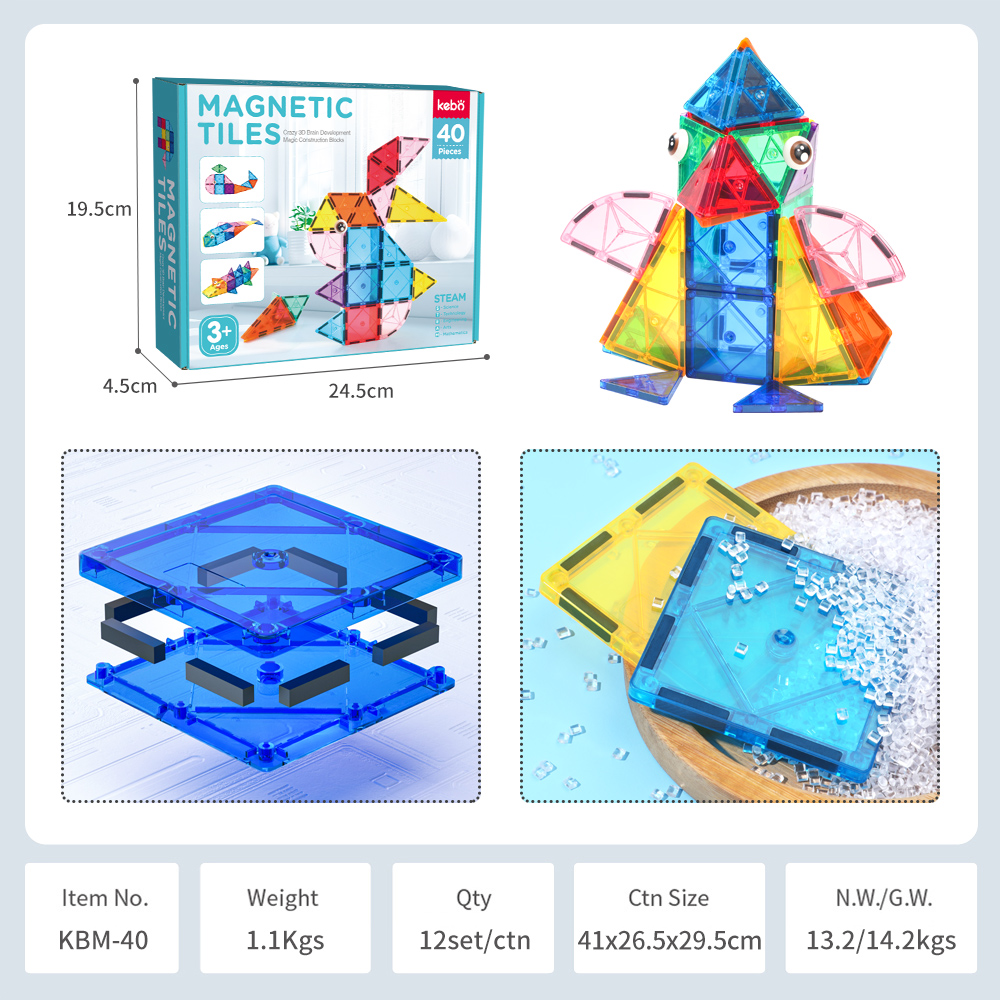 40PCS Tiles rainbow Colorful Colors Building Blocks Puzzle Children's Magnets Insects Magnetic Toys for Kids 40PCS Tiles rainbow Colorful Colors Building Blocks Puzzle Children's Magnets Insects Magnetic Toys for Kids