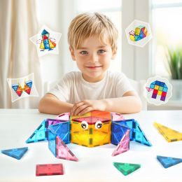 40PCS Tiles rainbow Colorful Colors Building Blocks Puzzle Children's Magnets Insects Magnetic Toys for Kids