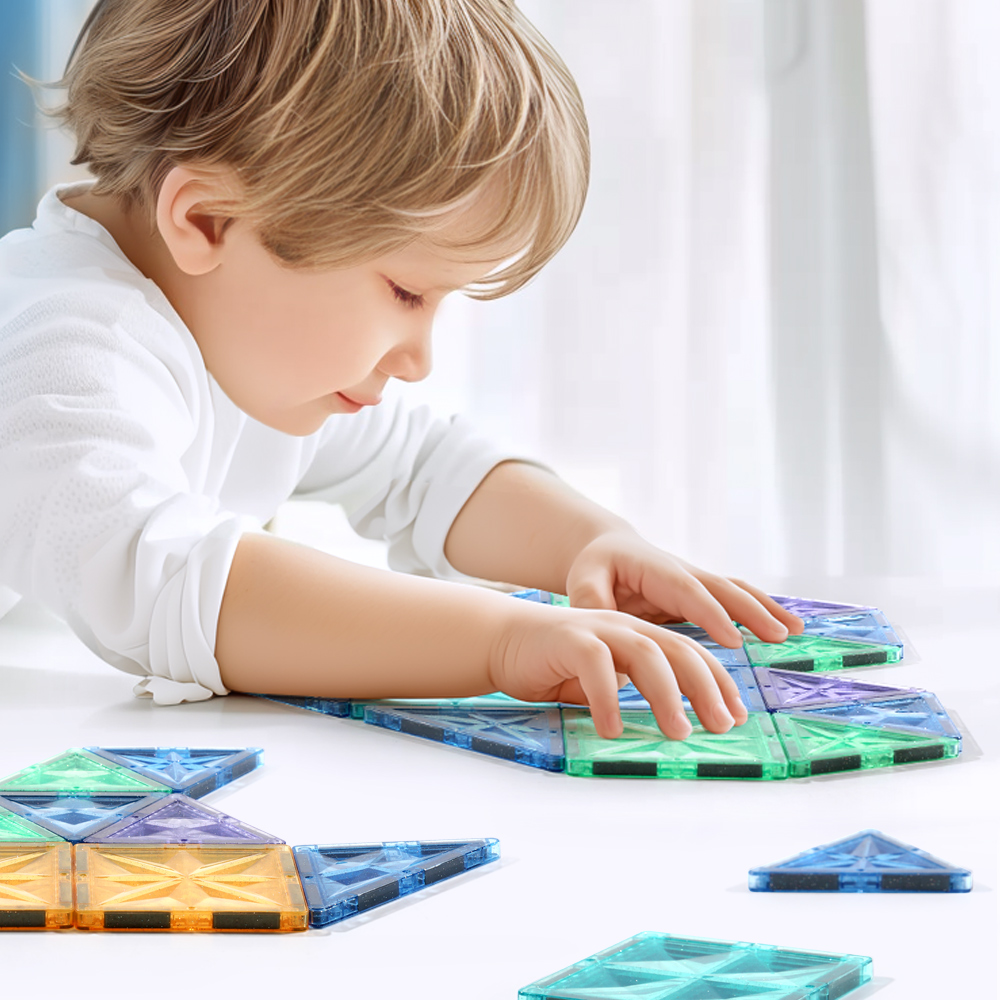 OEM ODM Custom Colors CPC ABS 60 Pcs Plastic Children Educational Building Set Starshine Magnetic Tiles Toys for Kids