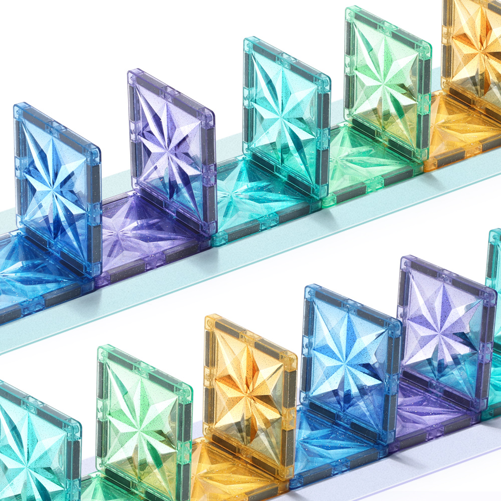 OEM ODM Custom Colors CPC ABS 60 Pcs Plastic Children Educational Building Set Starshine Magnetic Tiles Toys for Kids