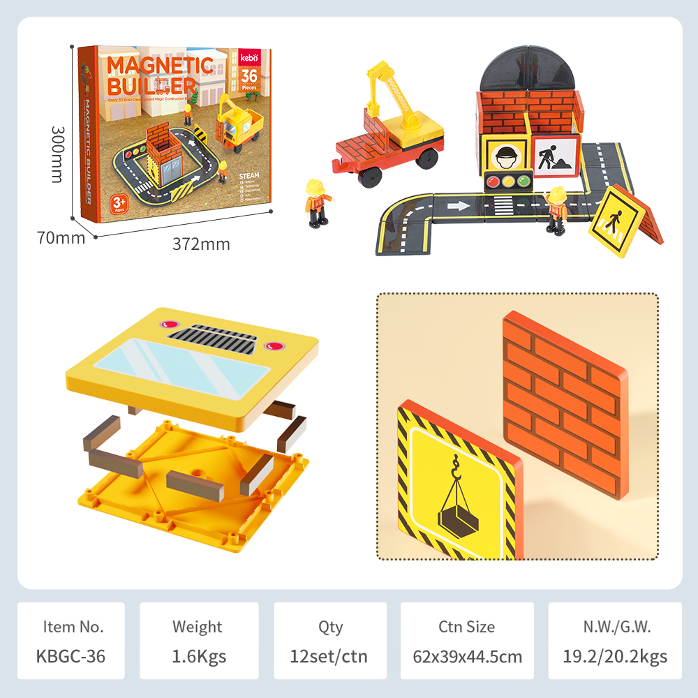 36 Pieces Hot Sales OEM ODM Custom Colors CPC ABS Plastic Magnetic Building Blocks for Kids