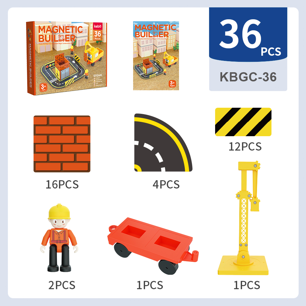 36 Pieces Hot Sales OEM ODM Custom Colors CPC ABS Plastic Magnetic Building Blocks for Kids