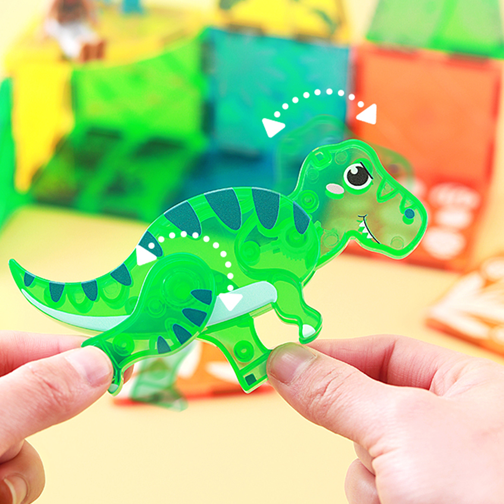 49pcs Strong Magnet Dinosaur Toy With Printing Plastic Magnetic Blocks Zoo Building Toys Magnetic Tiles