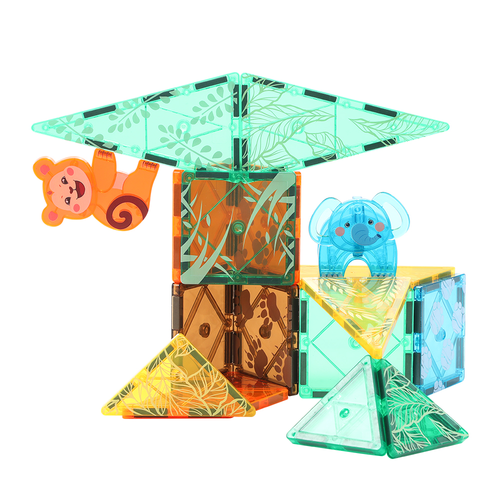 56Pcs Factory Wholesale New Design Prairie Animals Magnetic Tiles Magnetic Toys Magnet Educational Toys for Kids