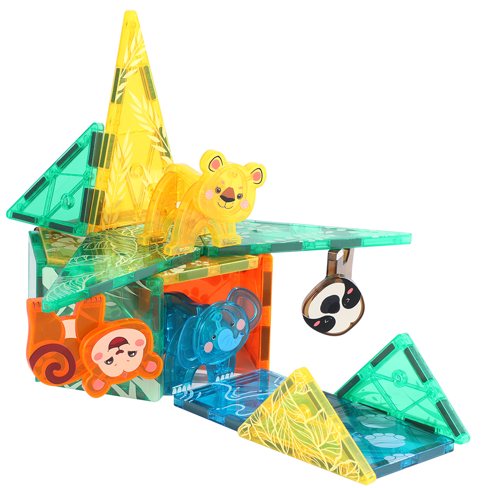 56Pcs Factory Wholesale New Design Prairie Animals Magnetic Tiles Magnetic Toys Magnet Educational Toys for Kids
