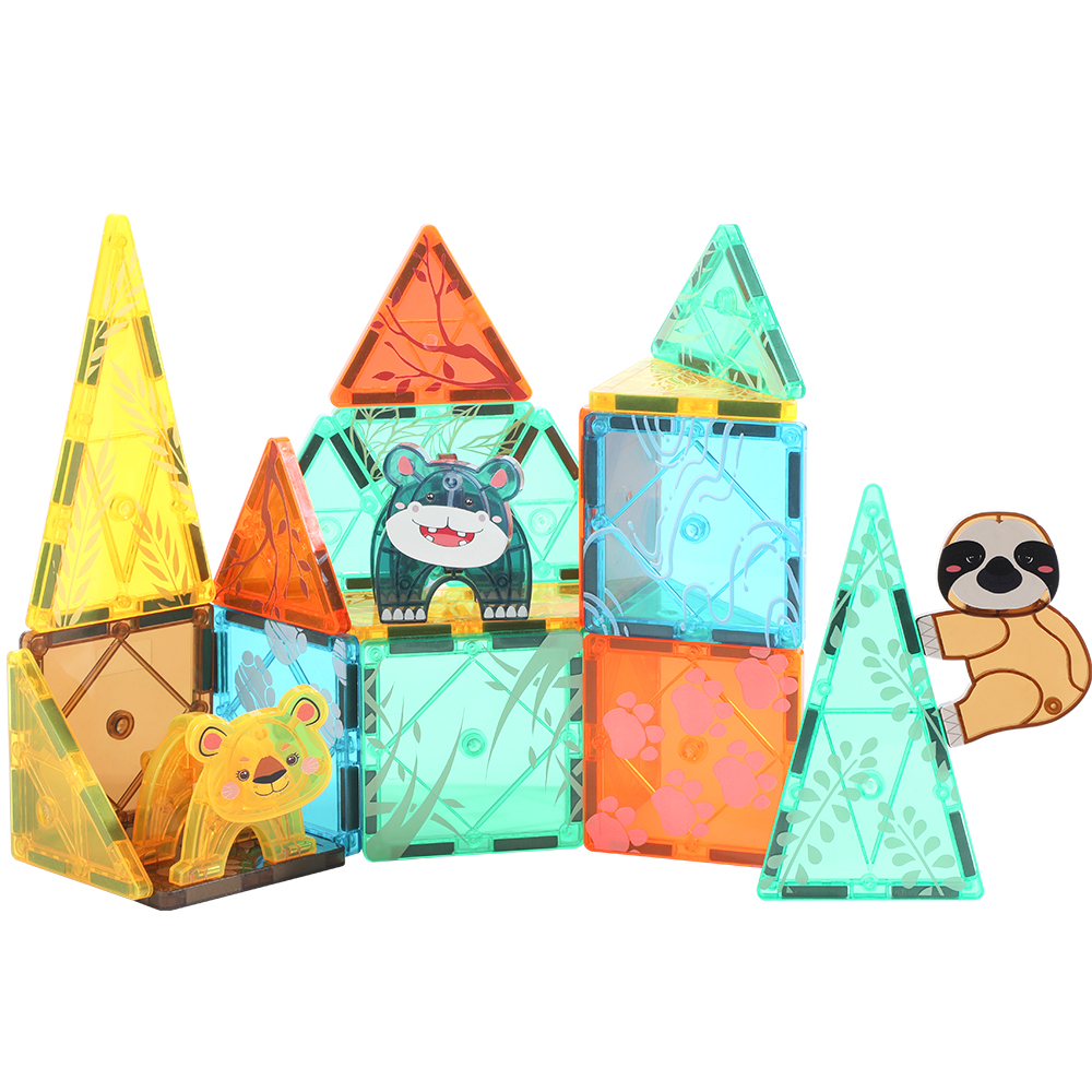 56Pcs Factory Wholesale New Design Prairie Animals Magnetic Tiles Magnetic Toys Magnet Educational Toys for Kids