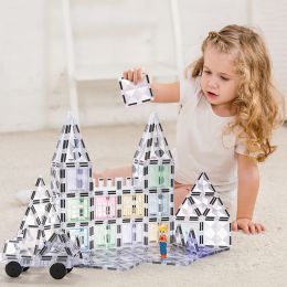 100Pcs Factory Wholesale New Design Transparent Diamond Facet Magnetic Tiles Magnetic Toys STEM Magnet Educational Toys for Kids
