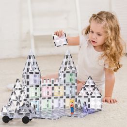 100Pcs Factory Wholesale New Design Transparent Diamond Facet Magnetic Tiles Magnetic Toys STEM Magnet Educational Toys for Kids