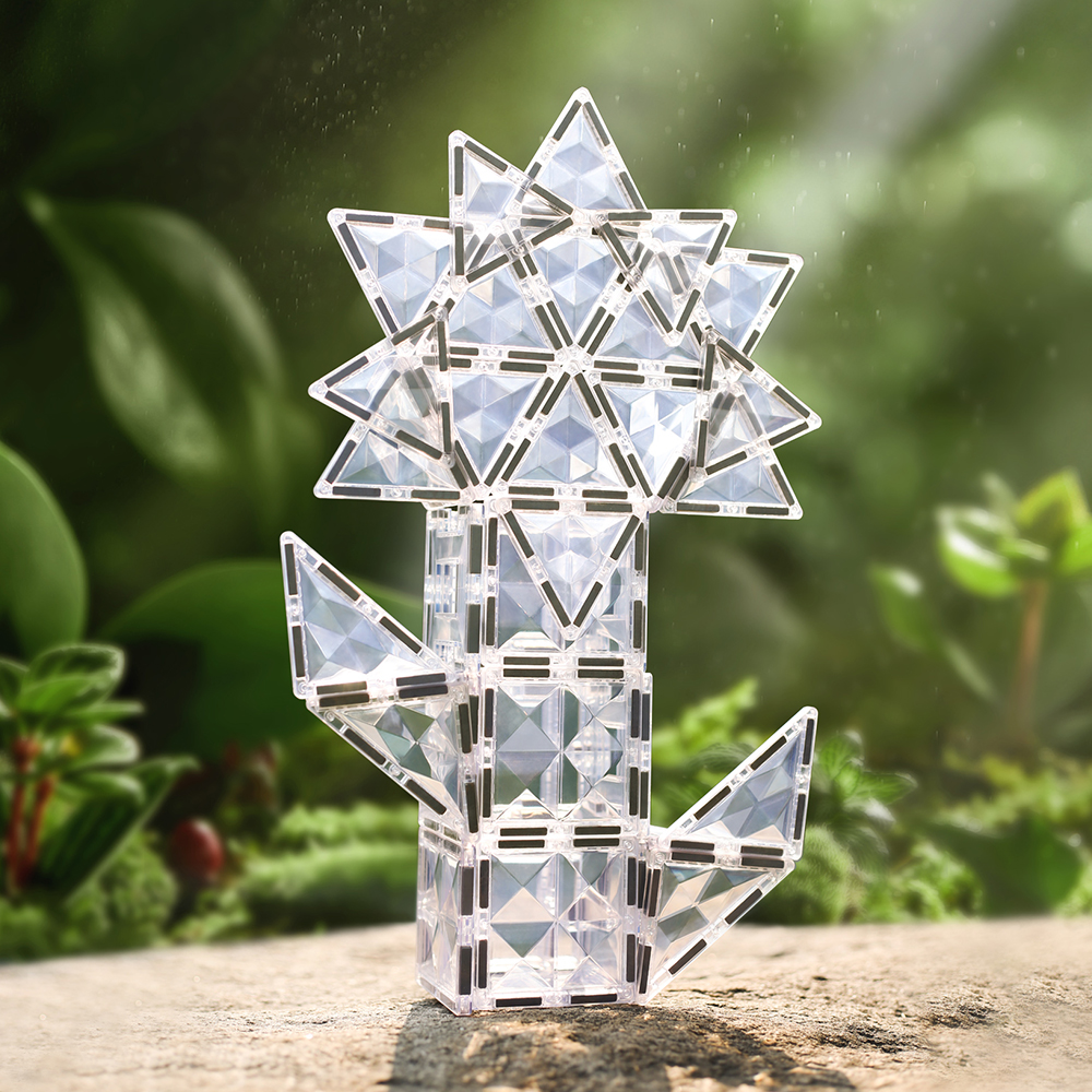 100Pcs Factory Wholesale New Design Transparent Diamond Facet Magnetic Tiles Magnetic Toys STEM Magnet Educational Toys for Kids