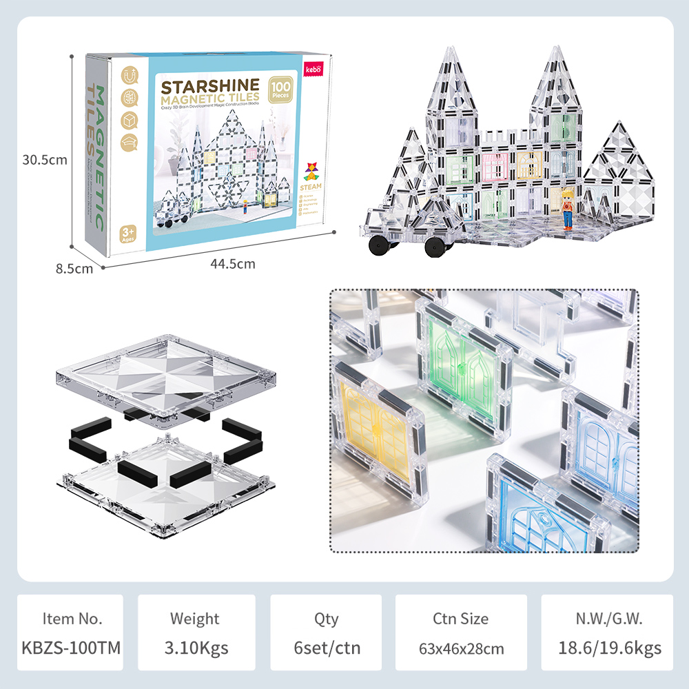 100Pcs Factory Wholesale New Design Transparent Diamond Facet Magnetic Tiles Magnetic Toys STEM Magnet Educational Toys for Kids 100Pcs Factory Wholesale New Design Transparent Diamond Facet Magnetic Tiles Magnetic Toys STEM Magnet Educational Toys for Kids