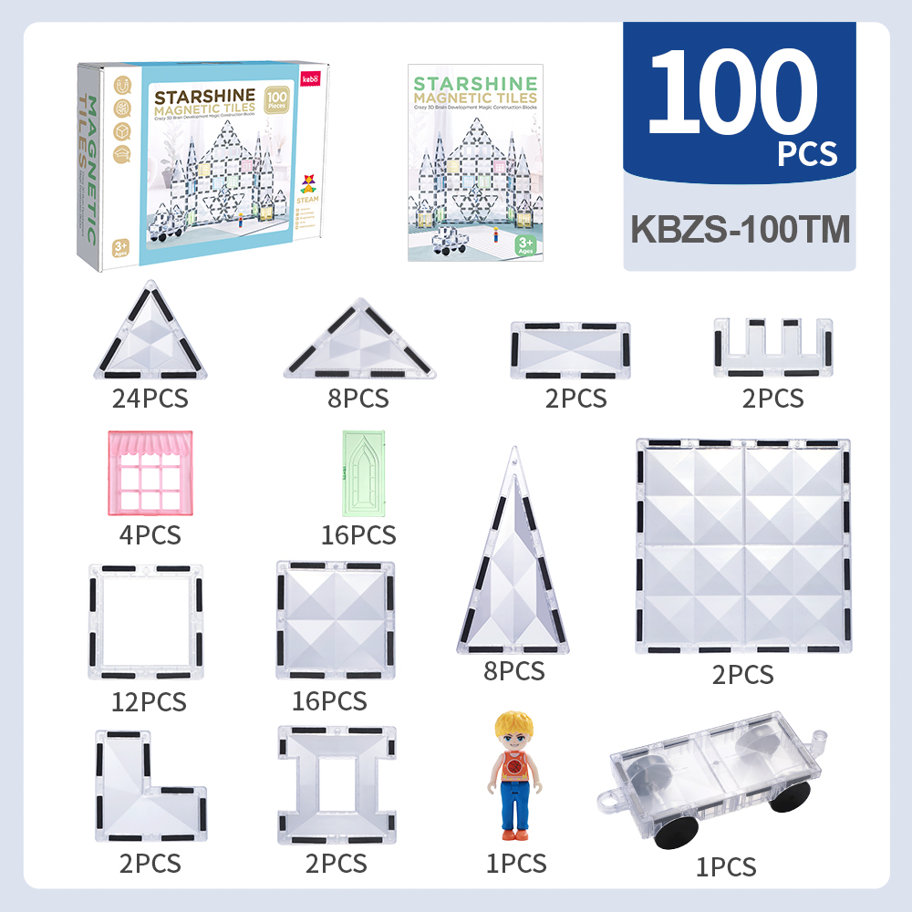 100Pcs Factory Wholesale New Design Transparent Diamond Facet Magnetic Tiles Magnetic Toys STEM Magnet Educational Toys for Kids 100Pcs Factory Wholesale New Design Transparent Diamond Facet Magnetic Tiles Magnetic Toys STEM Magnet Educational Toys for Kids